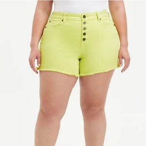 HIGH RISE MIDI SHORT - VINTAGE STRETCH YELLOW